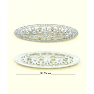 BROCHE MANTILLA OVAL PLATEADA FLORES CRISTAL