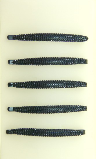 HORQUILLA NEGRA OVALADA IMITACION STRASS NEGRO