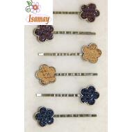 HORQUILLA BRONCE FLOR PIEL COCODRILO