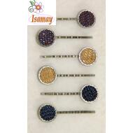 HORQUILLA BRONCE CIRCULO PIEL COCODRILO