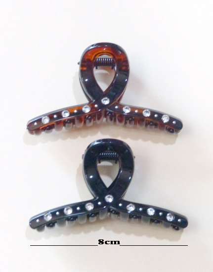 PINZA 7,5 CM LOOP CAREY / NEGRO STRASS