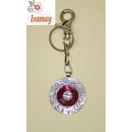 LLAVERO CHAPON METAL LABRADO Y STRASS CENTRAL