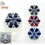 ANILLO PLATEA FLOR PIEZAS CUADRADAS COLOR FLOR STRASS