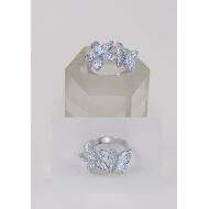 ANILLO ABIERTO BAÑO ORO BLANCO MARIPOSA / FLOR MICROSTRASS