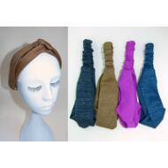 TURBANTE NUDO PUNTO COLORES OSCUROS CON HILOS PLATEADOS