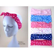 TURBANTE BEBE LAZO NUDO ESTAMPADO TOPOS