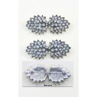 BROCHE ALARGADO 2 HOJAS PLATA VIEJA STRASS