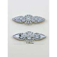 BROCHE PLATEADO ALARGADO CIRCULO CENTRAL CRISTAL