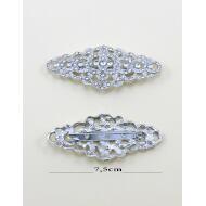 BROCHE PLATEADO ALARGADO ONDAS CRISTAL