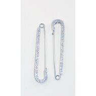 IMPERDIBLE LARGO FILA DOBLE STRASS PLATEADO