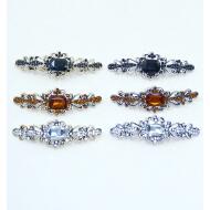 BROCHE MANTILLA ENVEJECIDO ALARGADO 3 TONOS STRASS