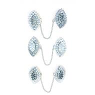 MANITAS OVALOS PLATEADOS LABRADOS STRASS NEGRO Y CRISTAL