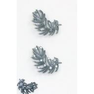 BROCHE RHODIO MATE HOJA STRASS BLANCO / NEGRO / HEMATITE
