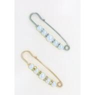 IMPERDIBLE ORO / PLATA FILA PERLAS Y STRASS