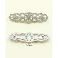 BROCHE MANTILLA ALARGADO PLATEADO FORMAS CRISTAL