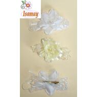 PICO PATO FLOR RASO BLANCO / BEIGE CON ADORNOS
