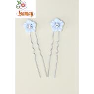 PINCHO MOÑO METAL FLOR BLANCA CRISTAL