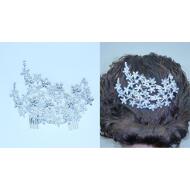 PEINETA DOBLE PLATEADA RAMAS Y FLORES STRASS CRISTAL