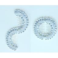 PEINETA DOBLE MAGNETICA PLATA LAGRIMAS CRISTAL