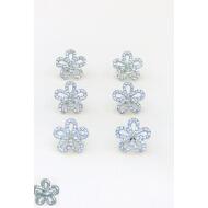 MINICLIP FLOR HUECA PLATA STRASS