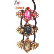 COLETERO ARABESCO BRONCE 1 PIEDRA OVAL GRANDE