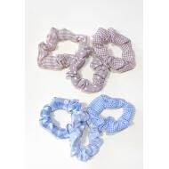 SET 3 SCRUNCHIES NIÑA AZUL Y ROSA TRES ESTAMPADOS