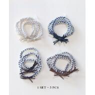 SET 3 GOMAS TRENZADAS TONOS MARRONES PERLAS