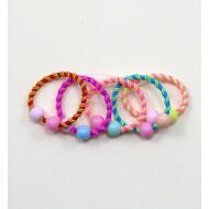 SET 5 GOMAS RIZADAS  BICOLOR NIÑA BOLITA COLORES CLAROS