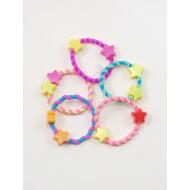 SET 5 GOMAS RIZADAS BICOLOR NIÑA 2 ESTRELLAS COLORES CLAROS