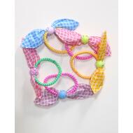 SET 5 GOMAS OREJITAS TELA VICHY BOLITA STRASS