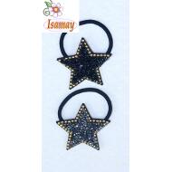 COLETERO ESTRELLA TACHUELAS Y STRASS JET / HEMATITE