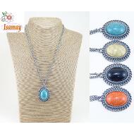 MEDALLON OVAL PLATA VIEJA BORDE LABRADO COLORES
