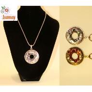 COLGANTE CIRCULO EN BRONCE CON STRASS COLORES