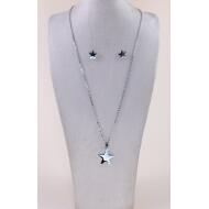 SET GARGANTILLA + PENDIENTES ACERO ESTRELLAS