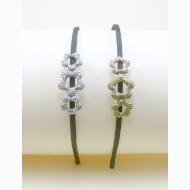 DIADEMA METAL RASO FLORES HUECAS ORO VIEJO / PLATA VIEJA
