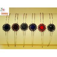 DIADEMA PLATA 2 HILOS SOL PICOS STRASS Y CENTRO FACETADO COLOR