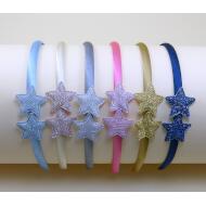 DIADEMA RIGIDA ESTRELLAS TELA PURPURINA INVIERNO