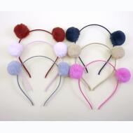 DIADEMA NIÑA DOS POMPONES PELUCHE 6 TONOS