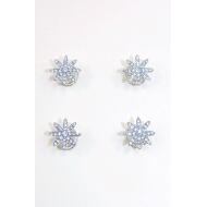 ESPIRAL FLOR PLATEADA PICOS STRASS