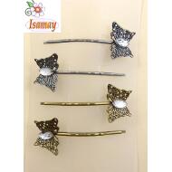 HORQUILLA ORO / PLATA ENVEJECIDA MARIPOSA CENTRO STRASS