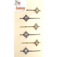 HORQUILLA BRONCE / PLATA ROMBO PEQUEÑO 1 STRASS