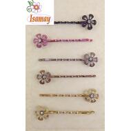 HORQUILLA GIRADA FLOR STRASS COLORES METALIZADOS 