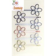 HORQUILLA METALIZADA FLOR HUECA CON 1 STRASS