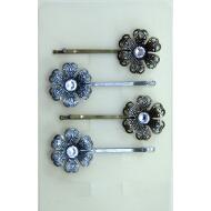 HORQUILLA ENVEJECIDA FLOR LABRADA STRASS GRANDE