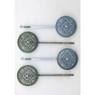 HORQUILLA ORO VIEJO / PLATA VIEJA CIRCULO LABRADO CUADRADO CENTRAL