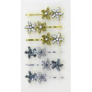HORQUILLA ORO VIEJO / PLATA VIEJA 2 ESTRELLAS LABRADAS STRASS CRISTAL Y HEMATITE