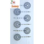 HORQUILLA PLATA VIEJA / BRONCE ROSETON PICOS 1 STRASS