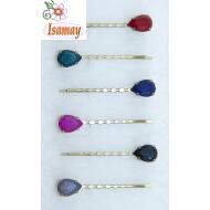 HORQUILLA BRONCE LAGRIMA FACETADA COLORES