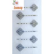 HORQUILLA PLATA VIEJA/BRONCE ROMBO LABRADO