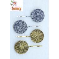 HORQUILLA ORO / PLATA CIRCULO LABRADO